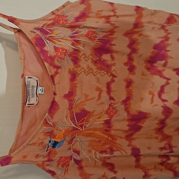 Johnny Was Cotton tye-dye midi dress w/ embroidery - Picture 5 of 5